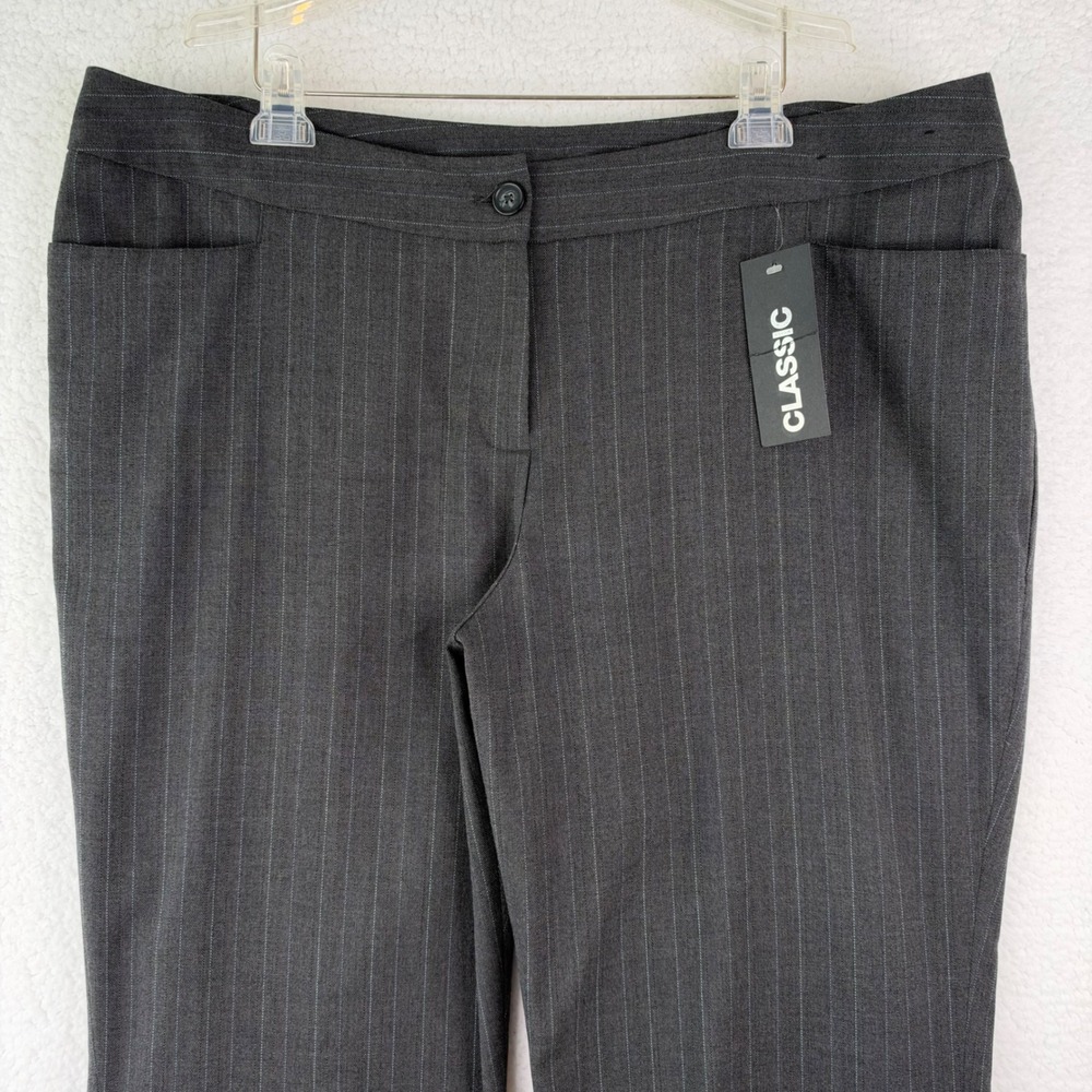 Lane Bryant Gray Pinstripe Dress Pants Womens 22 Tall Straight Leg Workwear NEW